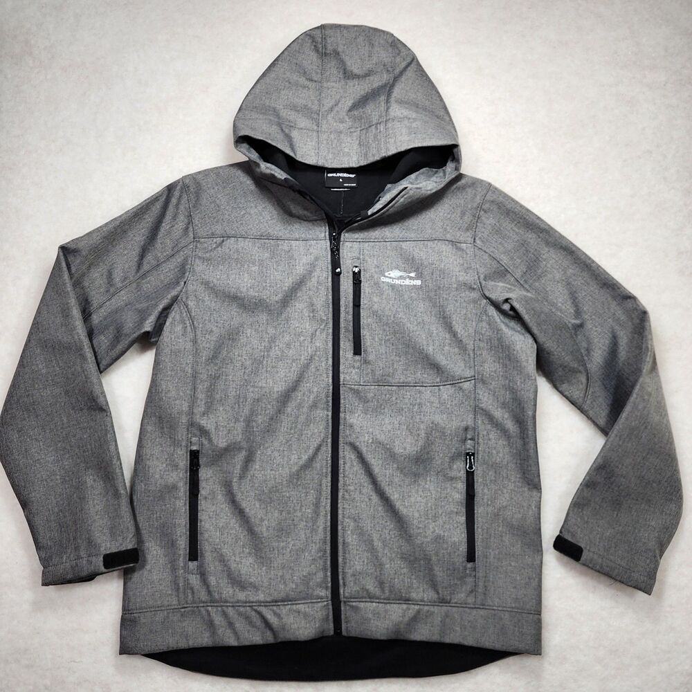 Grundens Midway Soft shell Hooded Jacket L Gray Excellent Condition (3289)